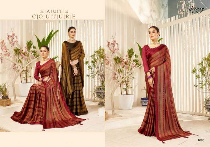 Saroj Rihana Latest Fancy Wear Georgette Designer Saree Collection